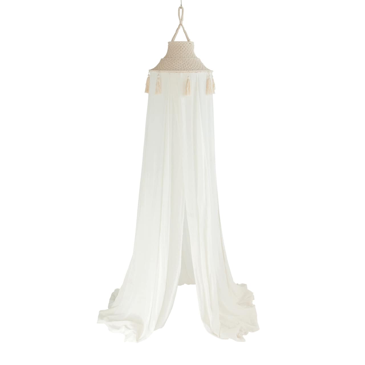 Hello Honey® White Cotton Macramé Canopy with Tassels